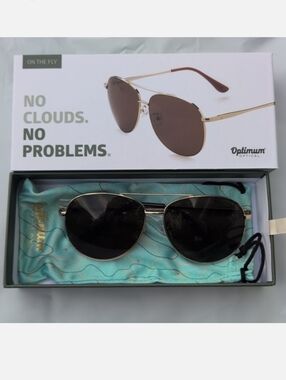 New Optimum Brown And Gold Aviator Sunglasses